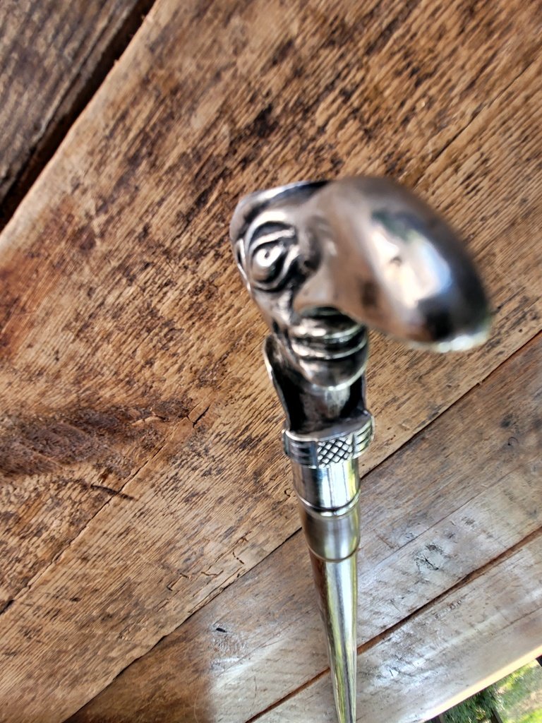  Defense Cane With Silver-plated Bronze Grip And Mahogany Shaft - 19th Century -photo-4