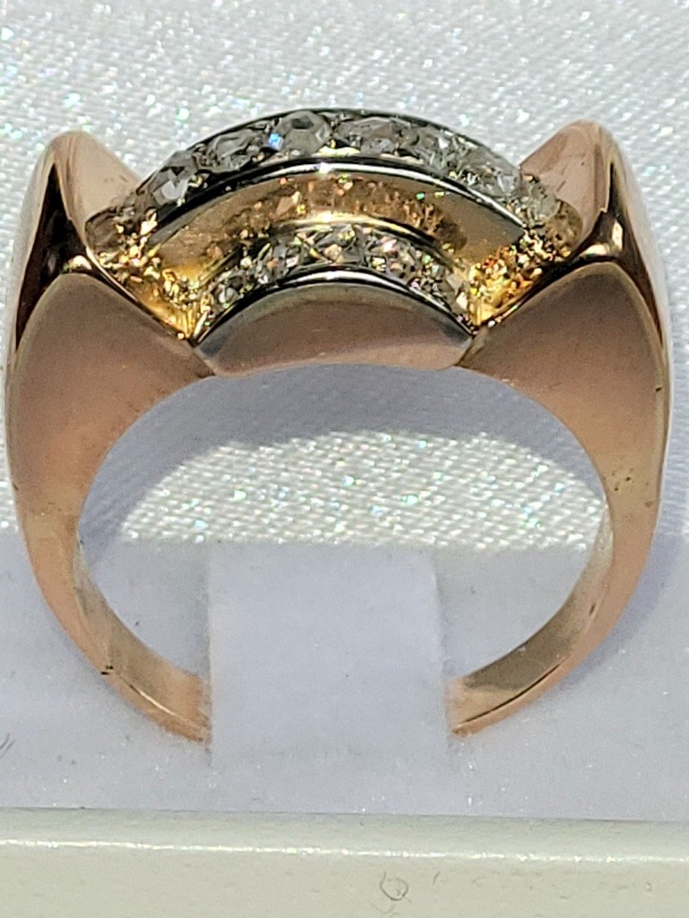  Bague TANK  en  Or &amp;  Diamants  datant  de  1939 .-photo-2