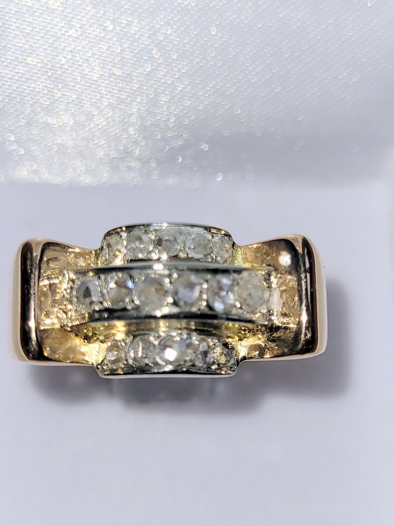  Bague TANK  en  Or &amp;  Diamants  datant  de  1939 .-photo-1