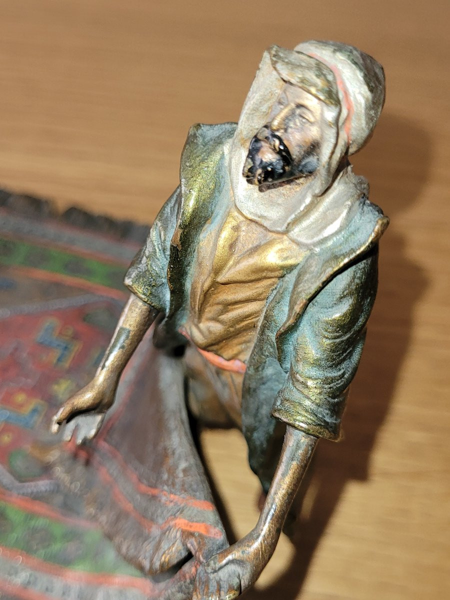 "the Carpet Merchant" Bronze By Franz Xavier Bergman - 1910  -photo-2