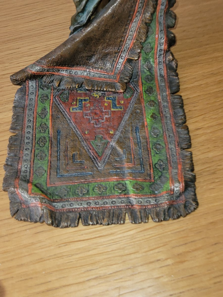"the Carpet Merchant" Bronze By Franz Xavier Bergman - 1910  -photo-1