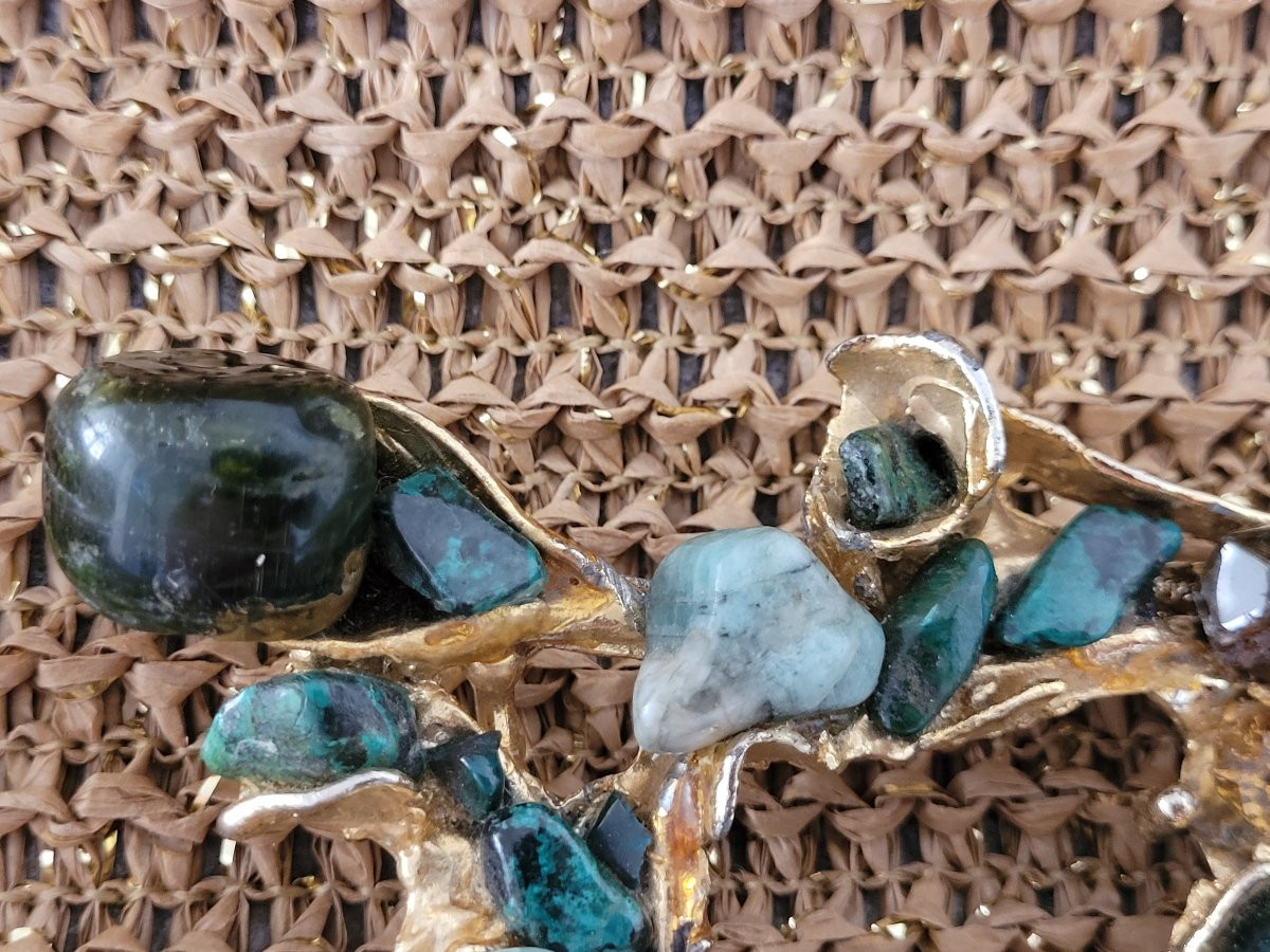 Belt Buckle - Bronze And Stones - 20th Century -photo-1