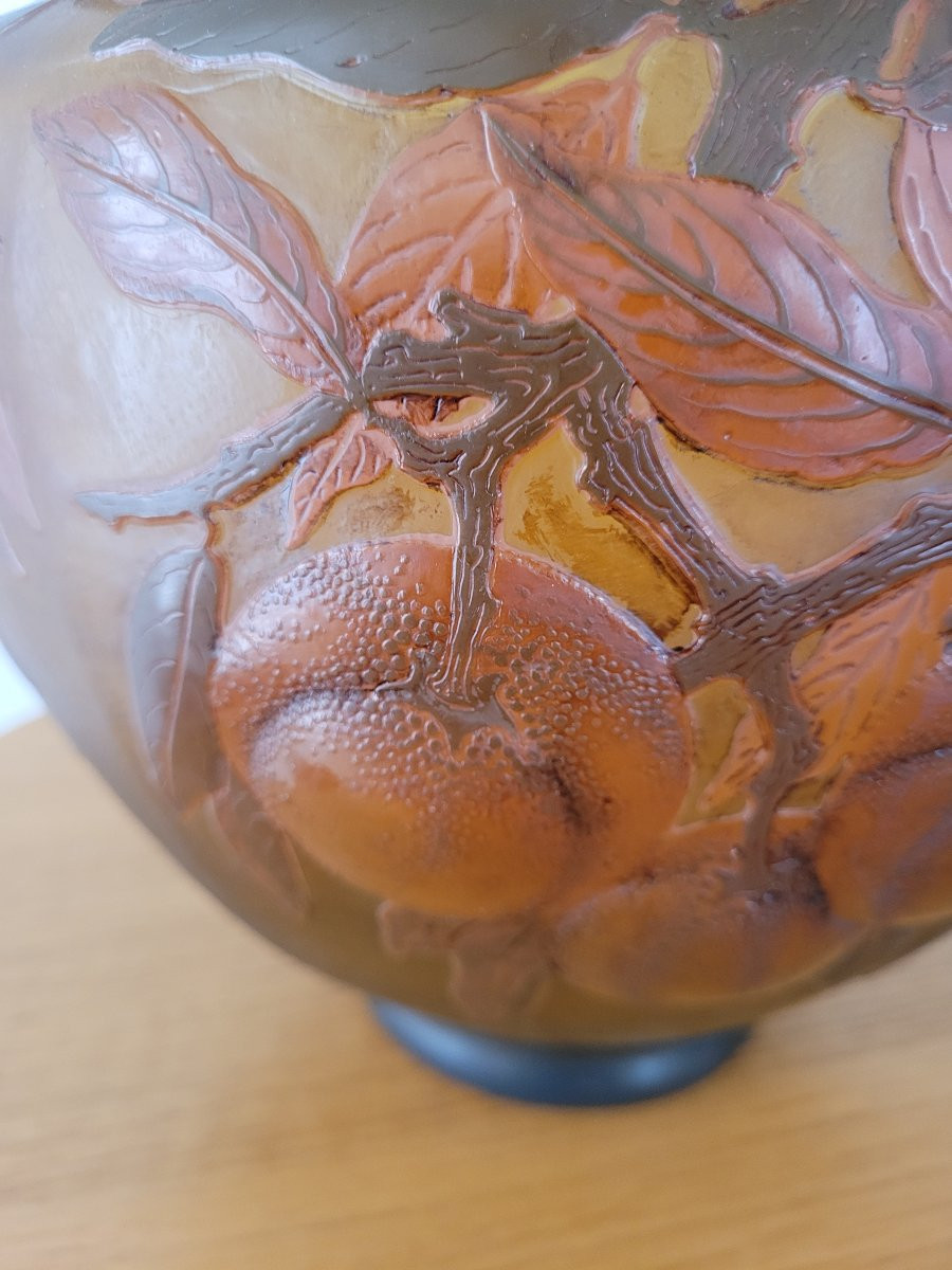 "gallé" Large Acid-etched Glass Paste Vase - Early 20th Century -photo-8