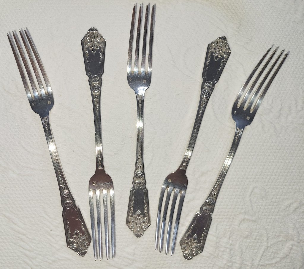 Louis XVI Silver Cutlery Set - Minerva Hallmark - Monogrammed - 19th Century-photo-3