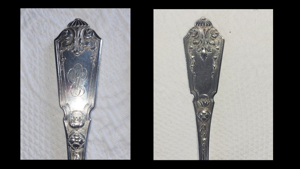 Louis XVI Silver Cutlery Set - Minerva Hallmark - Monogrammed - 19th Century-photo-2