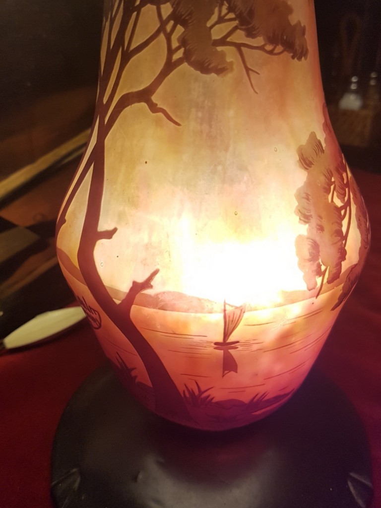 Large Glass Paste Lamp Signed Daum Nancy - Early 20th Century-photo-3