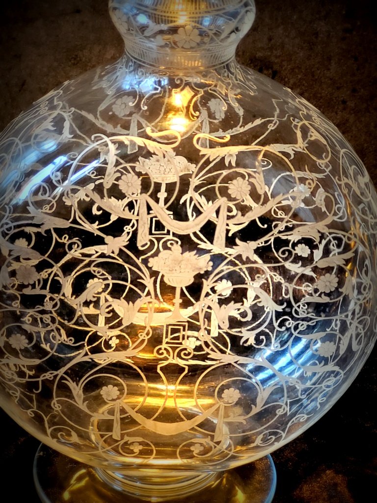Large Baccarat Crystal Decanter, Michel Angel Model - Art Nouveau -photo-2
