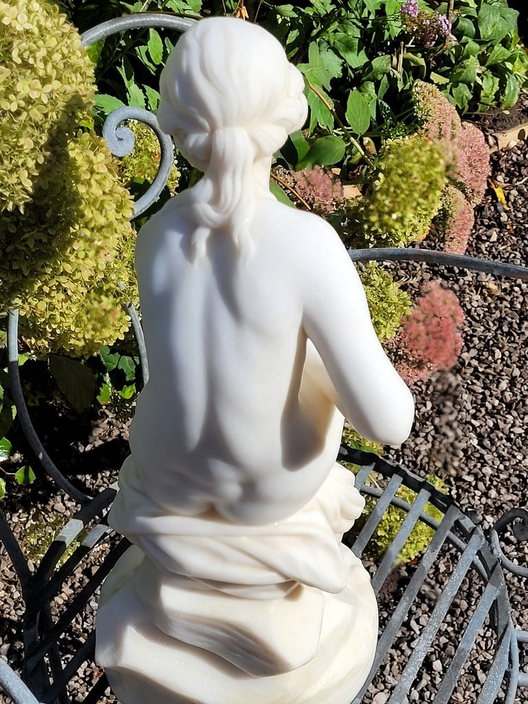 Large Carrara Marble Sculpture "the Seated Bather" By Falconnet And Barbedienne Signed.-photo-2