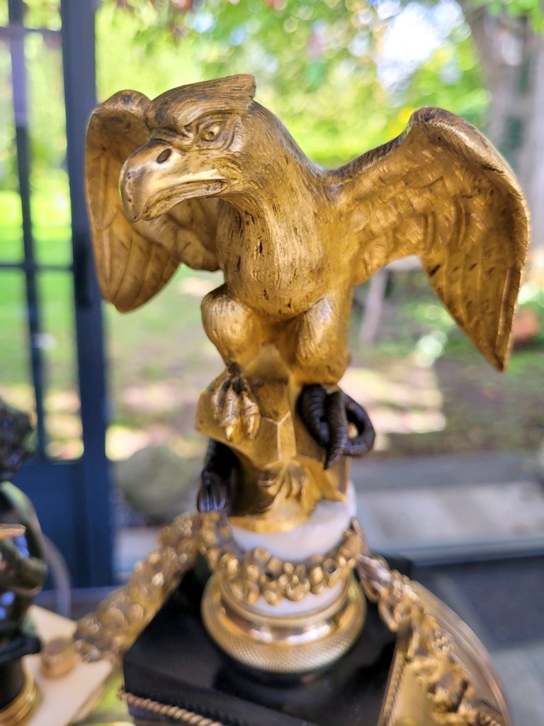 Portico Clock In Bronze And White Carrara Marble - Louis XVI Period -photo-4