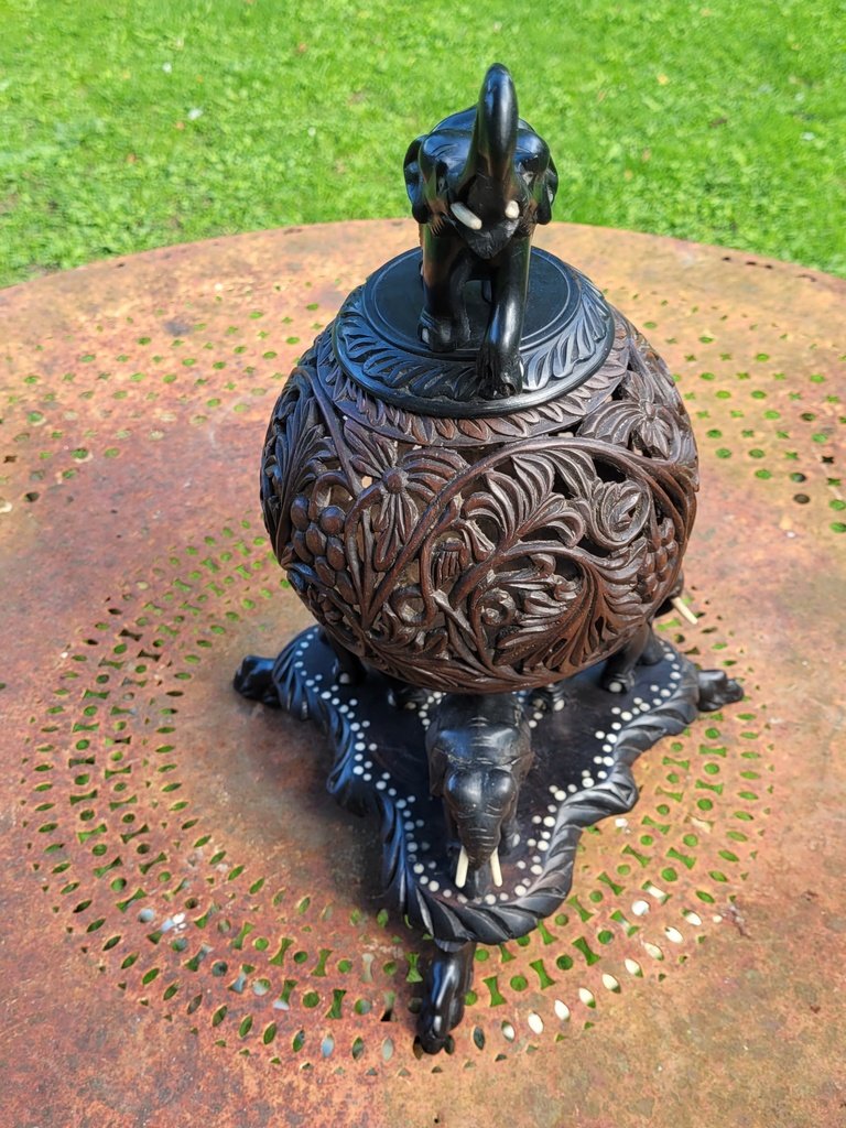 Grand Pot Pourri Sculpté - Travail Indien du XIXe Siècle-photo-3
