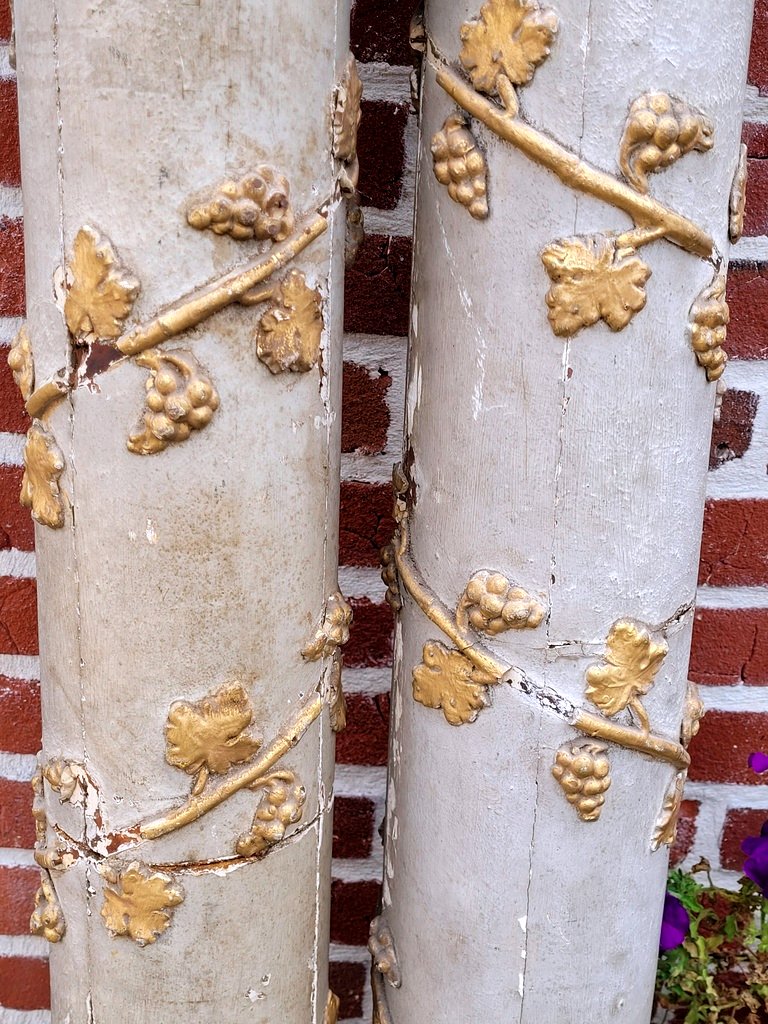 Pair Of Large Columns With Doric Capitals 1m81 - 18th Century-photo-3