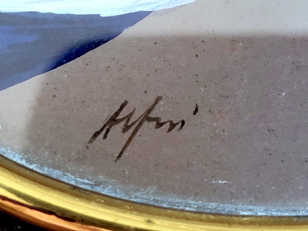 Grande Miniature peinte " Dame  au Hennin - Renaissance" signée Arpin ? Epoque XIXe Siècle-photo-1