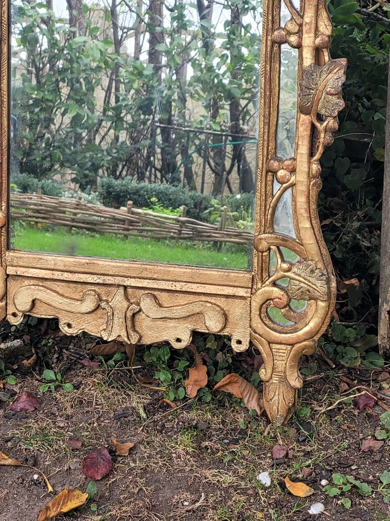 Mirror With Glazing Beads Known As Beaucaire Provence In Gilded And Carved Wood - 18th Century Period-photo-3