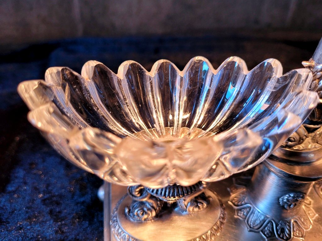 Huilier Vinaigrier &amp; Double Salerons en Argent Massif - Poin&ccedil;on Vieillard - D&eacute;but XIXe Si&egrave;cle-photo-6