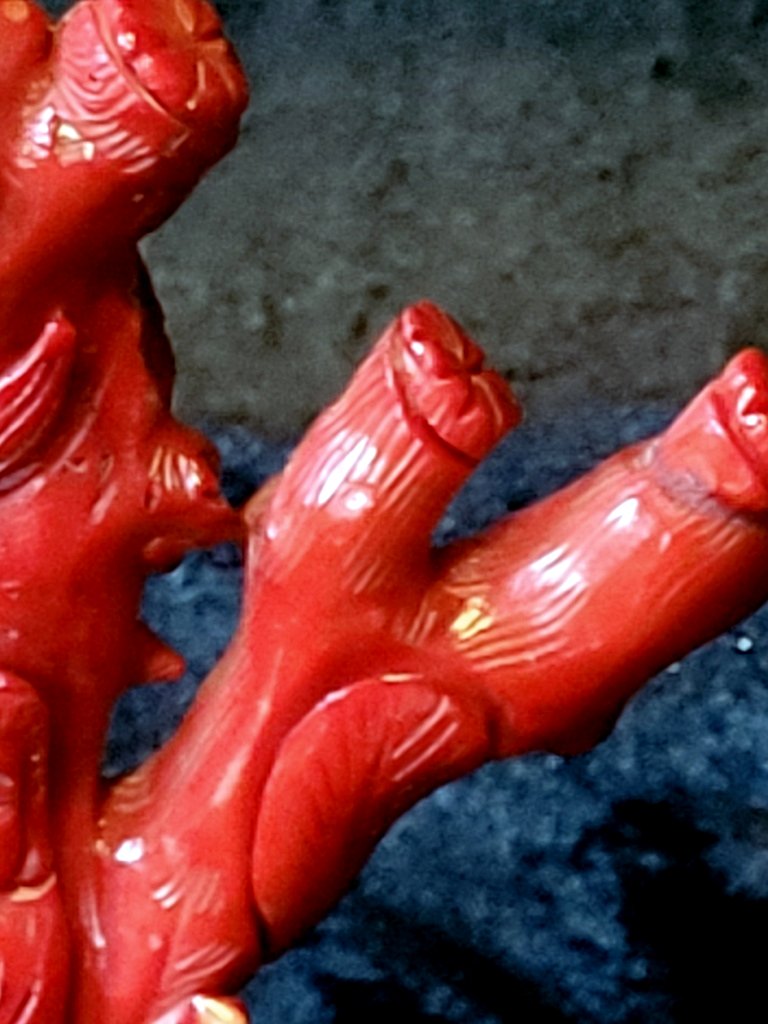 Red Coral Sculpture - Deity In A Tree -photo-4