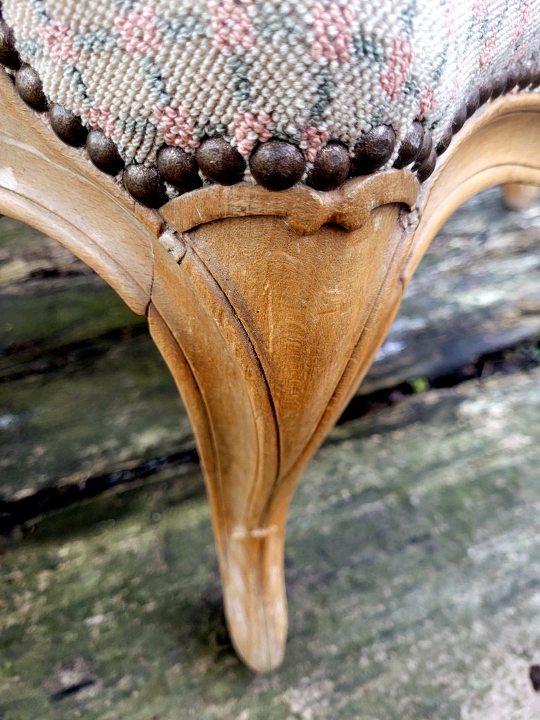 Berg&egrave;re en bois laqu&eacute; de style Louis XV -  Fin XIXe D&eacute;but XXe Si&egrave;cle-photo-3