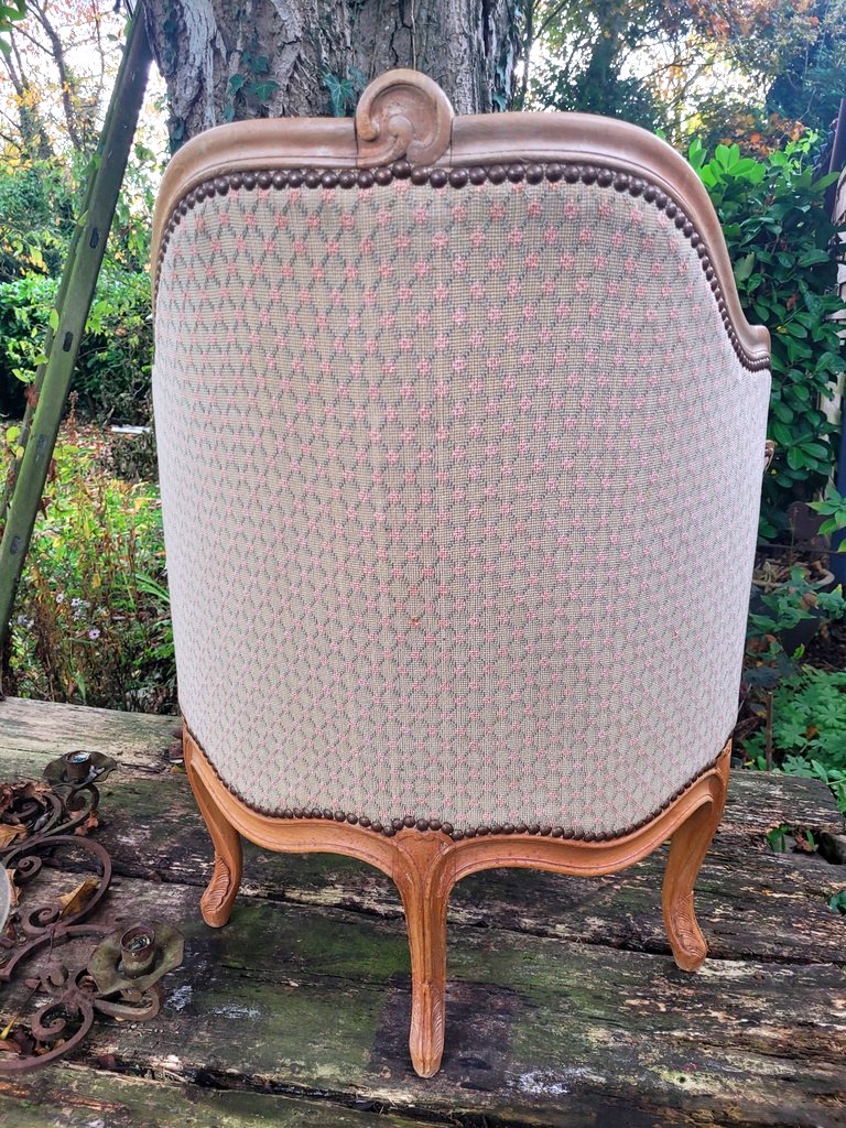 Berg&egrave;re en bois laqu&eacute; de style Louis XV -  Fin XIXe D&eacute;but XXe Si&egrave;cle-photo-1