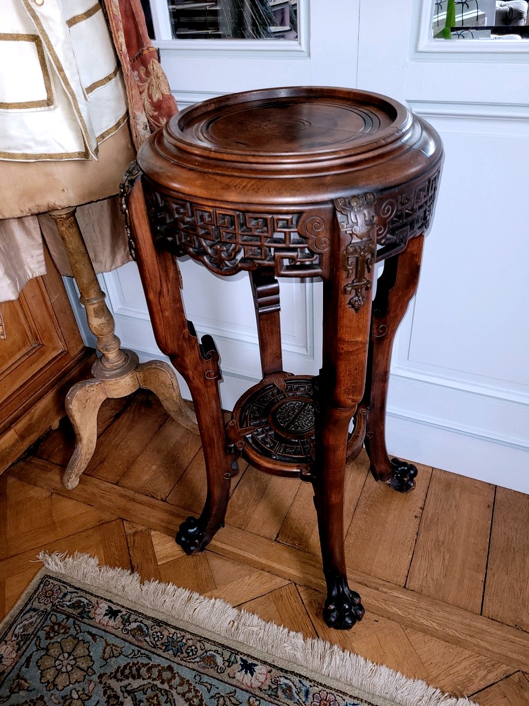 Grande Sellette en Noyer et Bronze doré -  Gabriel Viardot ( 1830 -1904)-photo-7