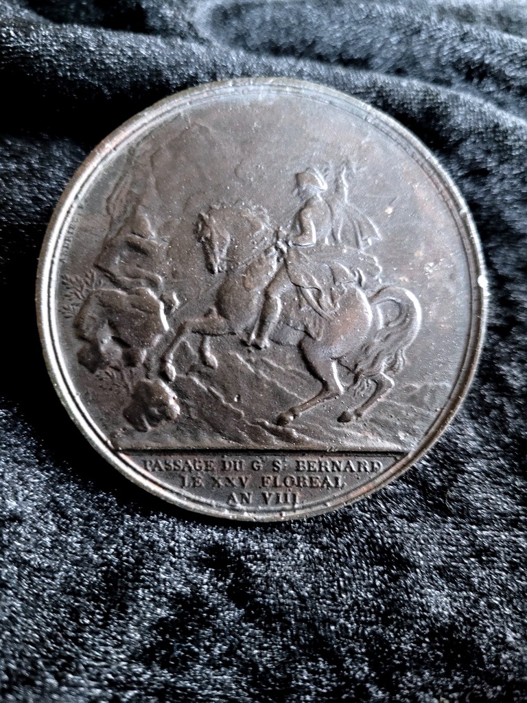 M&eacute;daille en Bronze  de la Bataille de Marengo et Passage du St Bernard - XXV Flor&eacute;al - An VIII -photo-2