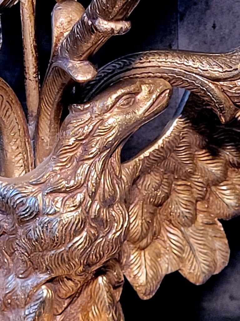 Paire d'Appliques à 3 Flammes " Aigle " Empire en Bronze  -photo-3