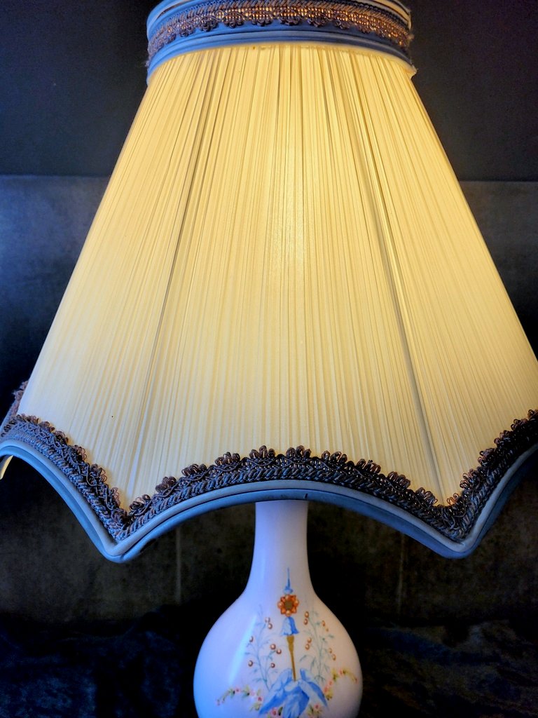 Grande Lampe en Porcelaine Blanche et Bronze - XIXe Si&egrave;cle -photo-2