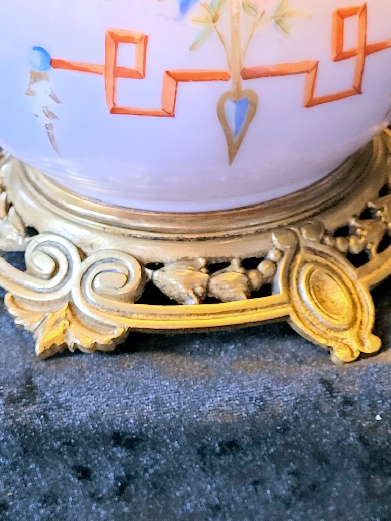 Grande Lampe en Porcelaine Blanche et Bronze - XIXe Si&egrave;cle -photo-1