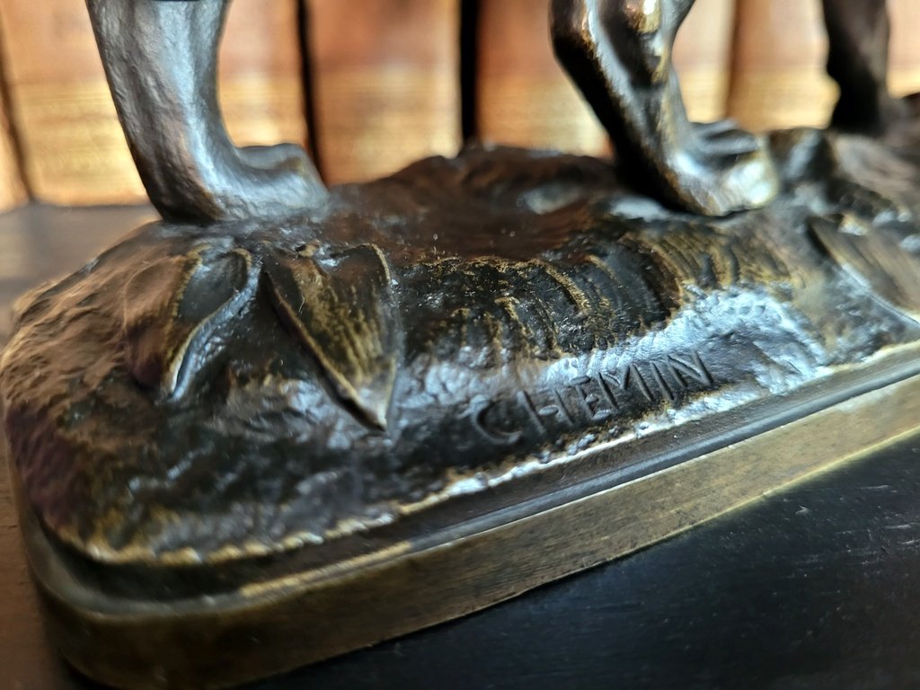 "walking Lion" Bronze Signed Joseph Victor Chemin (1825-1901) - 19th Century -photo-1