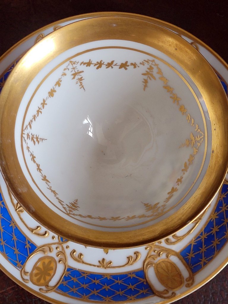 Tasse et  Sous Tasse en Porcelaine  signées de Jean Pouyat - Epoque XIXe Siècle-photo-4