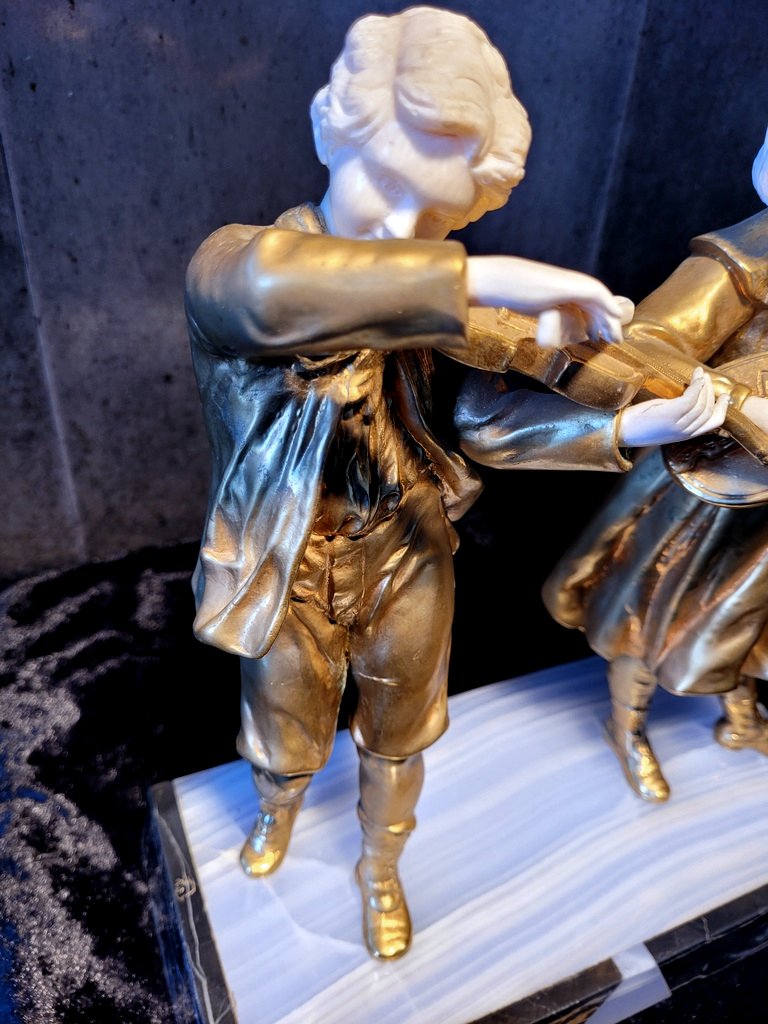 Agathon Léonard "the Musicians" Chryselephantine Sculpture With A Gilt Patina, Signed. 19th Century-photo-2