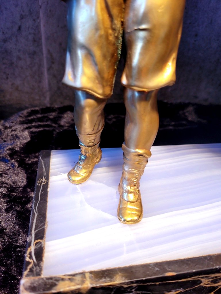 Agathon Léonard "the Musicians" Chryselephantine Sculpture With A Gilt Patina, Signed. 19th Century-photo-3