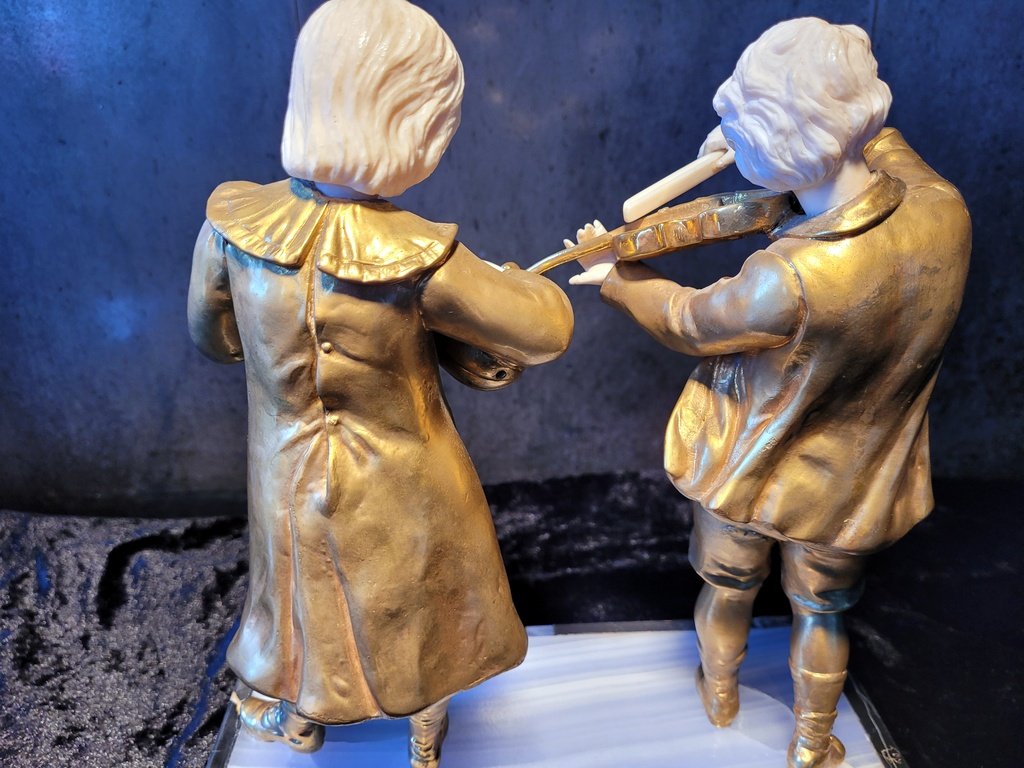 Agathon Léonard "the Musicians" Chryselephantine Sculpture With A Gilt Patina, Signed. 19th Century-photo-5