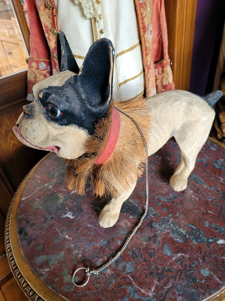 Bouledogue Aboyeur sur roulettes en Papier M&acirc;ch&eacute; - Fin XIXe D&eacute;but XXe Si&egrave;cle-photo-4