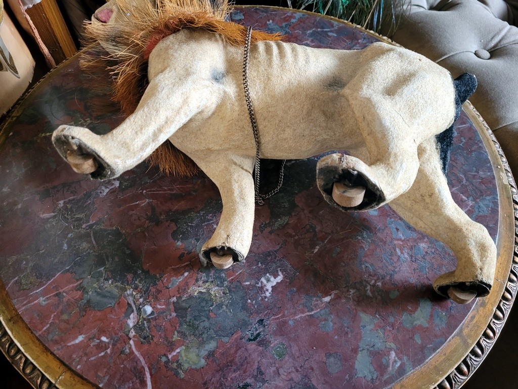 Bouledogue Aboyeur sur roulettes en Papier M&acirc;ch&eacute; - Fin XIXe D&eacute;but XXe Si&egrave;cle-photo-4