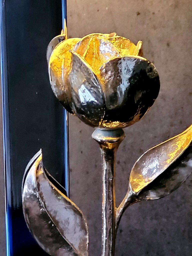 Lamp With Chrome Base And Bronze Rose By Dlg Maison Charles - 1970s-photo-3
