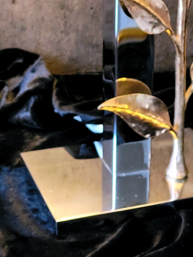 Lamp With Chrome Base And Bronze Rose By Dlg Maison Charles - 1970s-photo-2
