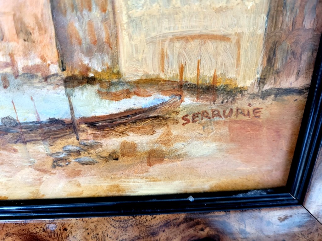 "doge's Palace In Venice" Oil Painting Signed Serrurie - 1950s-photo-3
