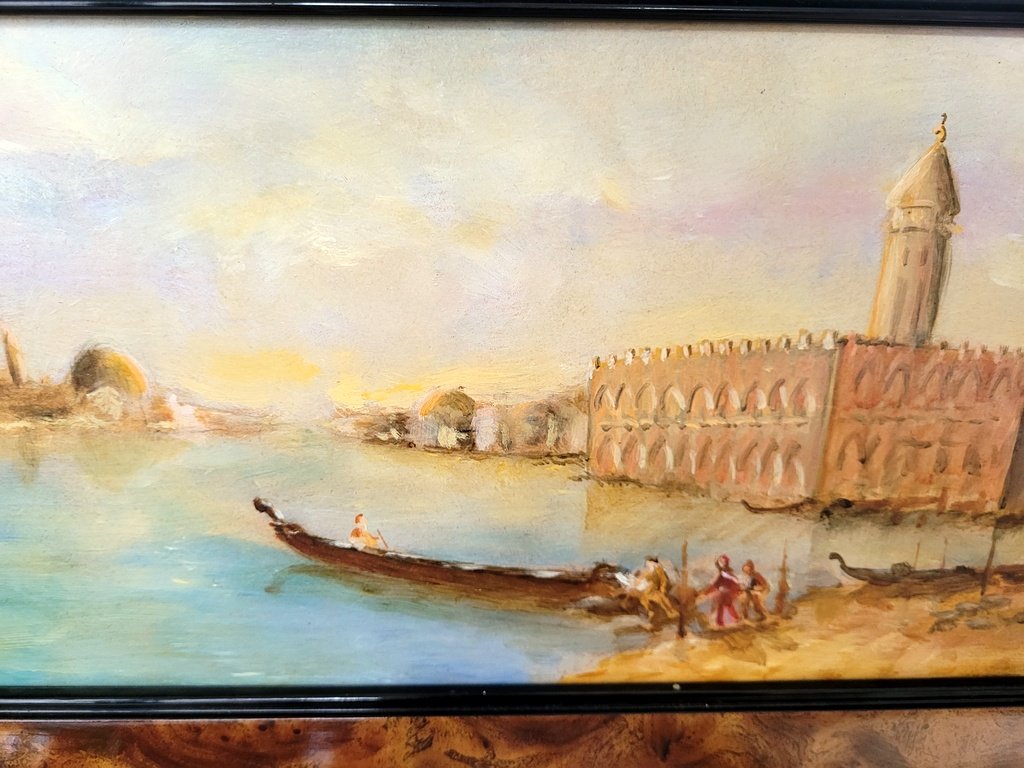 "doge's Palace In Venice" Oil Painting Signed Serrurie - 1950s-photo-1
