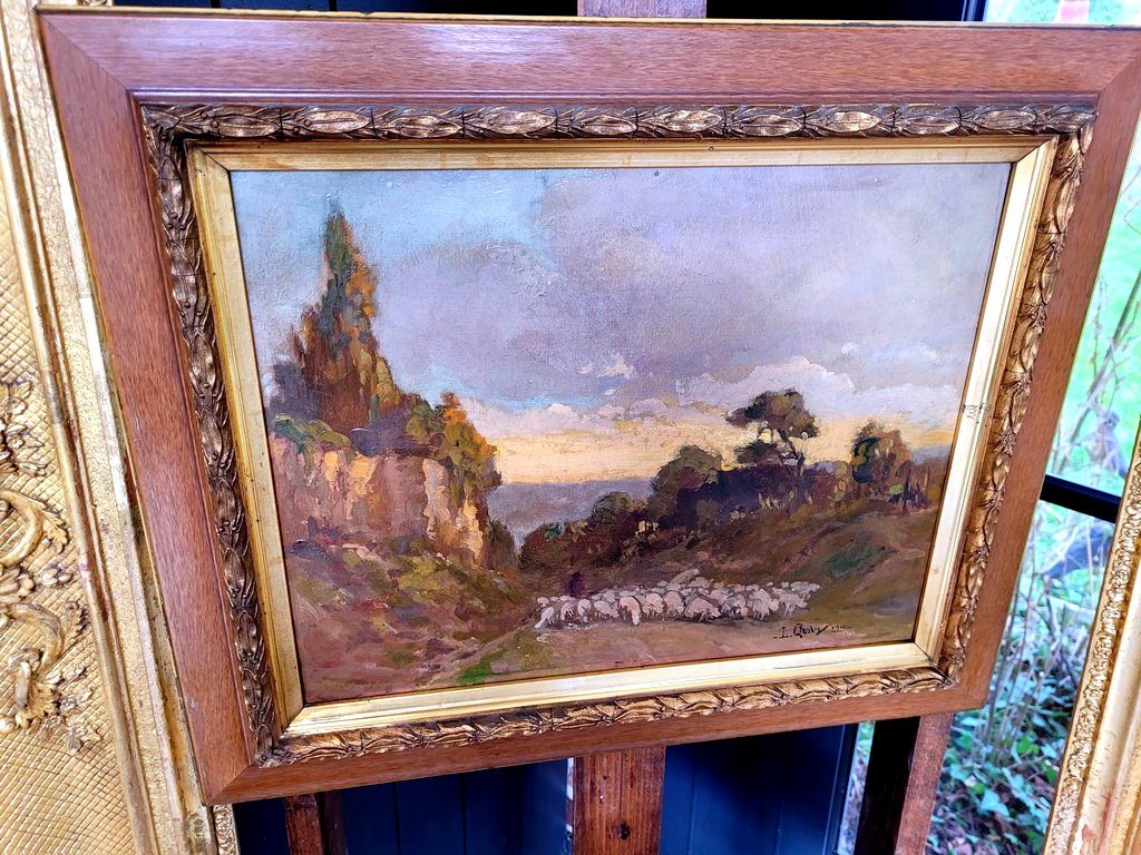 L. Quivy "pastoral Scene - Transhumance" Oil On Cardboard Signed And Dated 1910-photo-2