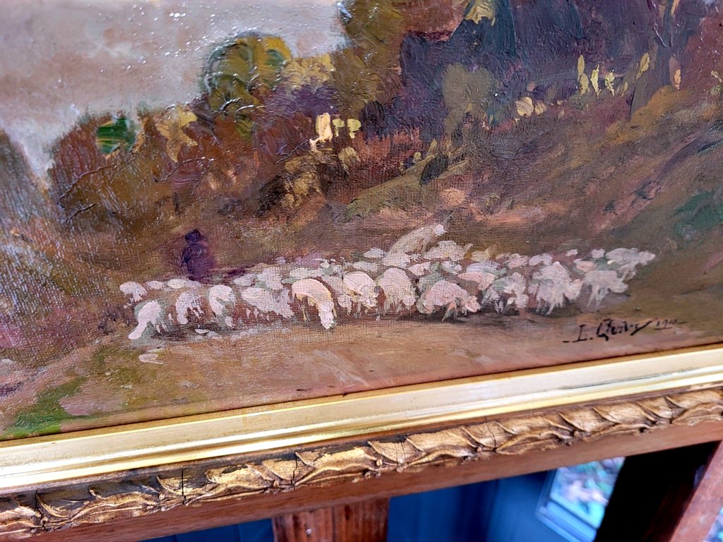 L. Quivy "pastoral Scene - Transhumance" Oil On Cardboard Signed And Dated 1910-photo-4