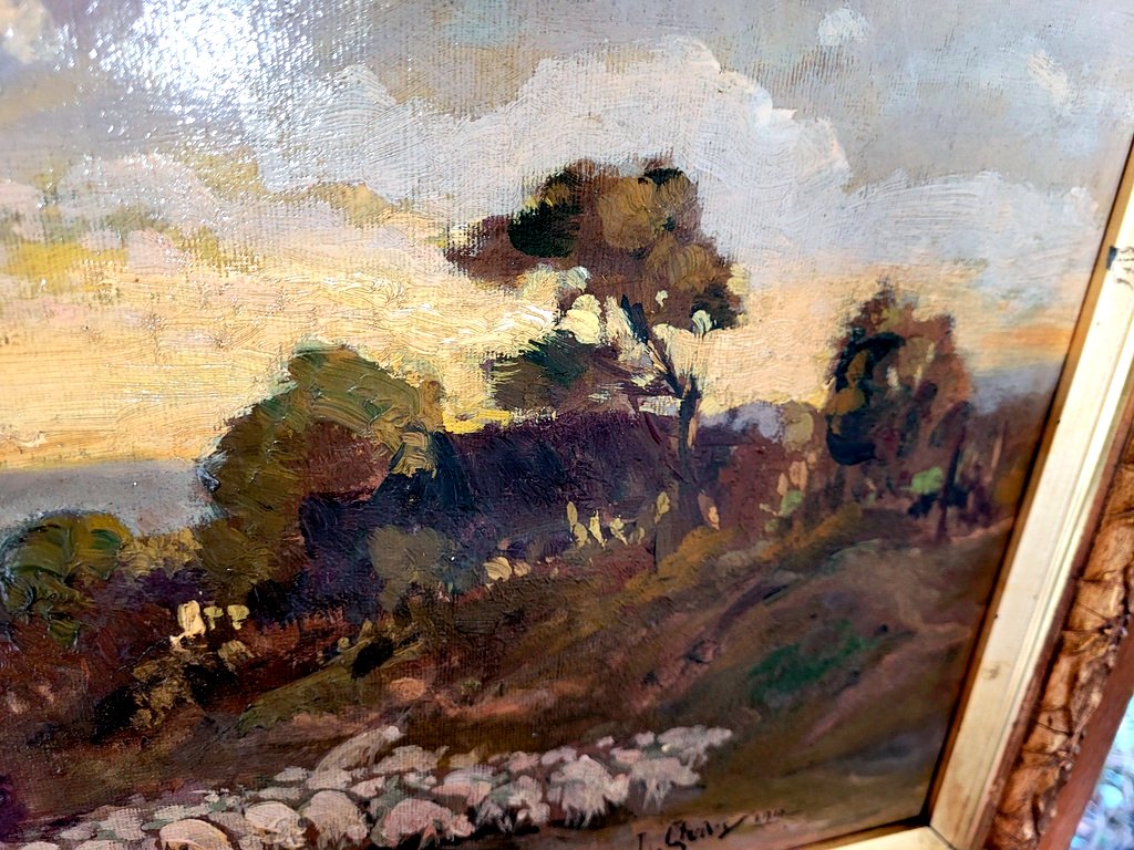 L. Quivy "pastoral Scene - Transhumance" Oil On Cardboard Signed And Dated 1910-photo-2
