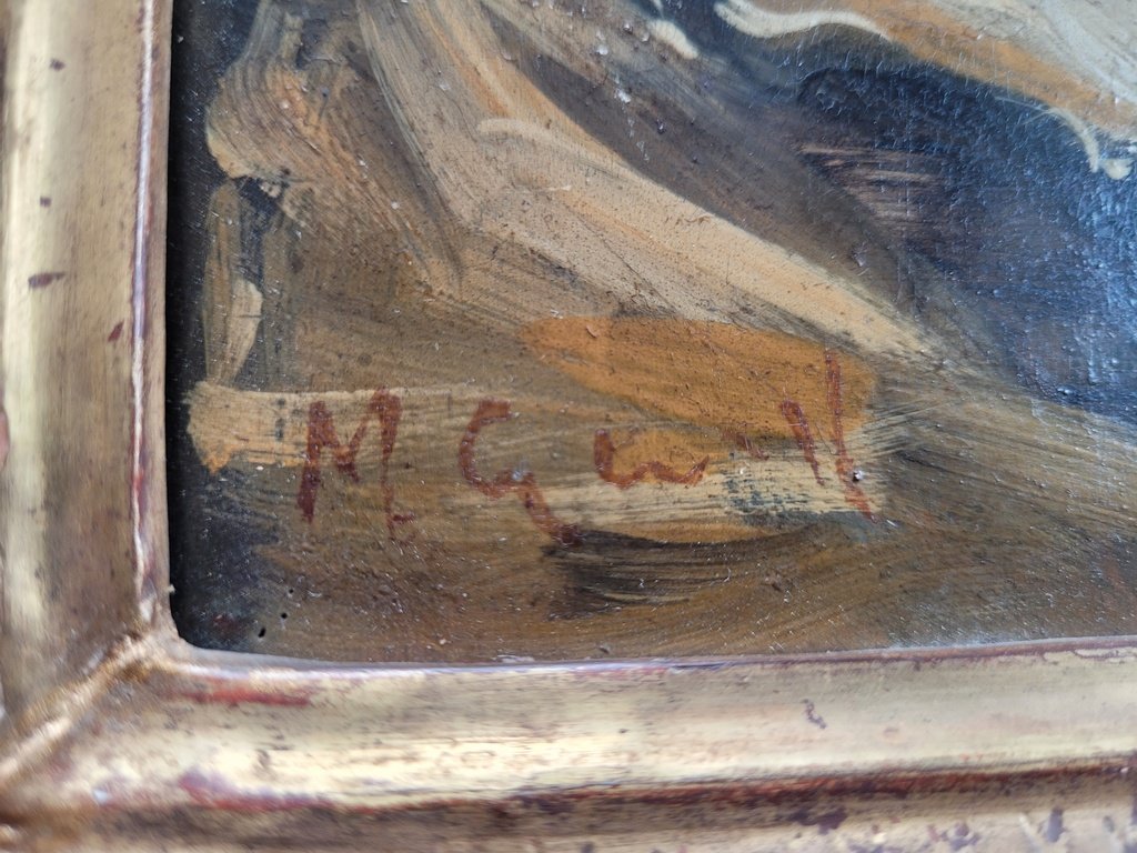  MARGUERITE GÉRARD ( 1761- 1837 ) "Portrait de Dame "Huile sur Panneau d'Acajou XVIIIe signée  -photo-3