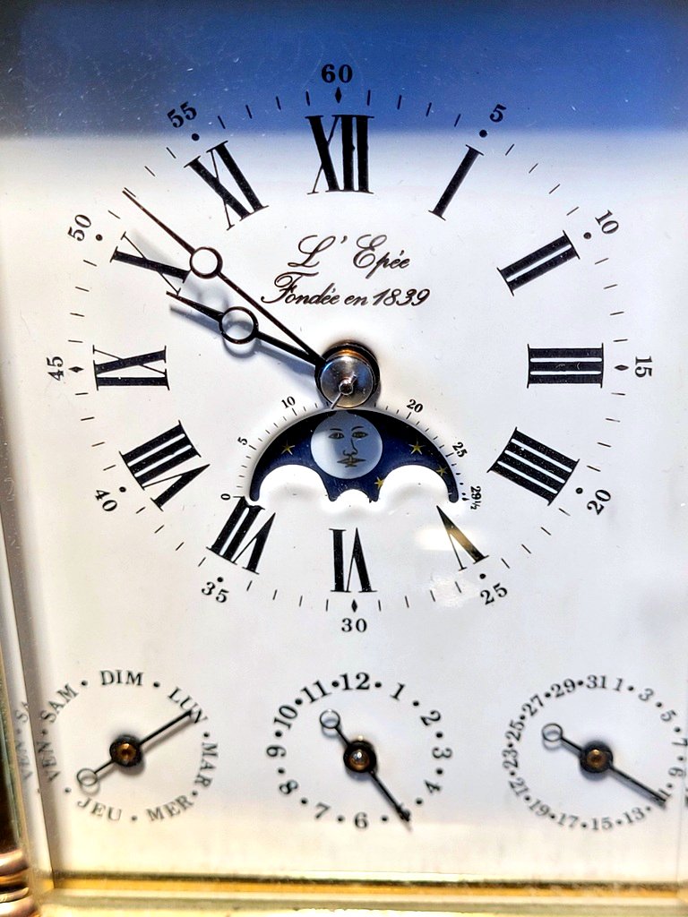  Pendule d'Officier " L'Ep&eacute;e "VENITIENNE &agrave; Phases de Lune - France - XXe Si&egrave;cle-photo-2