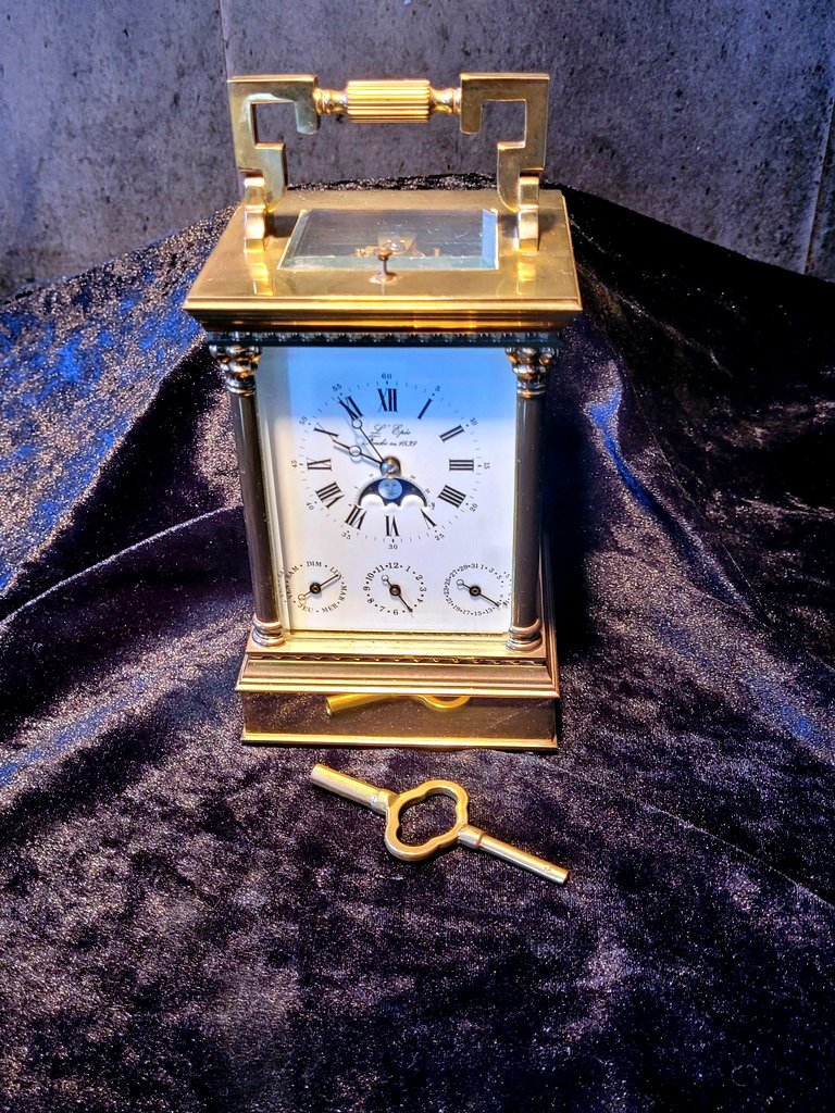  Pendule d'Officier " L'Ep&eacute;e "VENITIENNE &agrave; Phases de Lune - France - XXe Si&egrave;cle-photo-4