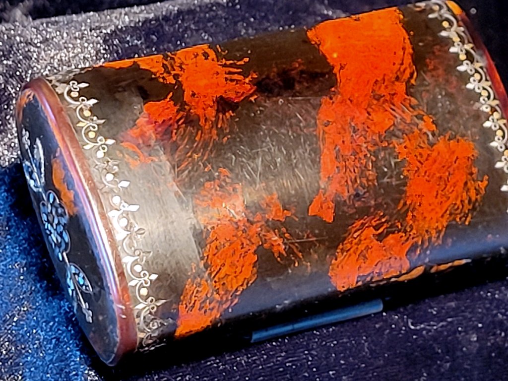 Franc Maçonnerie  " Tabatière " en Ecaille avec Incrustations en Argent & Nacre - XVIIIe Siècle-photo-2