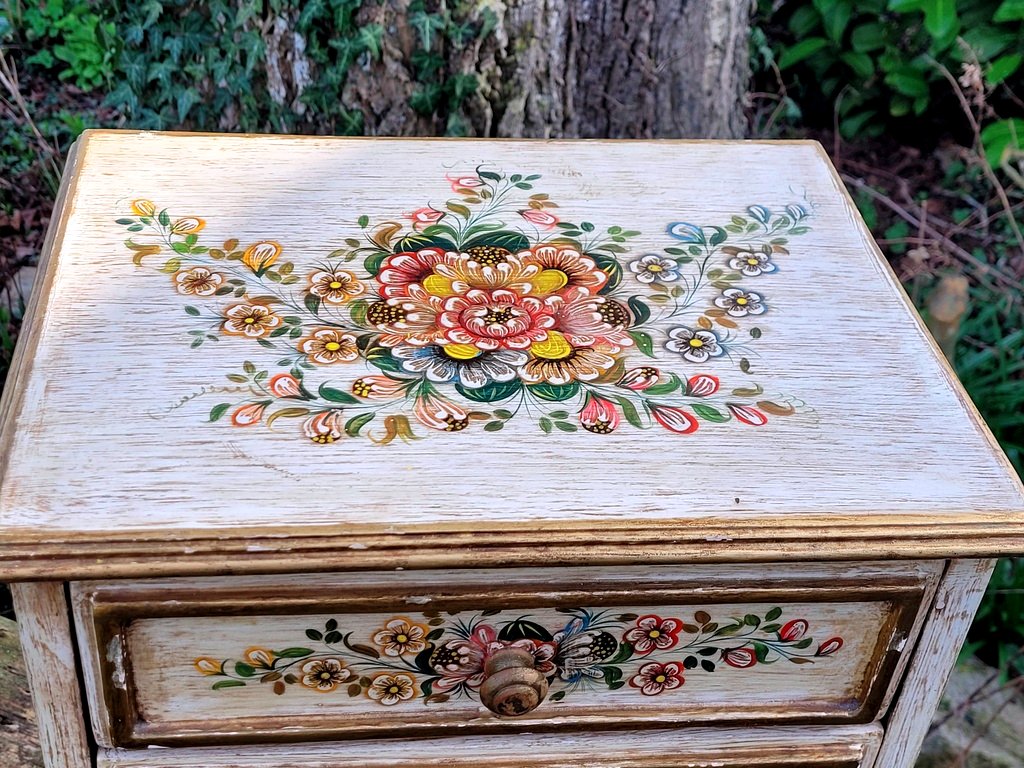Florentine Painted Bedside Table - 20th Century-photo-4