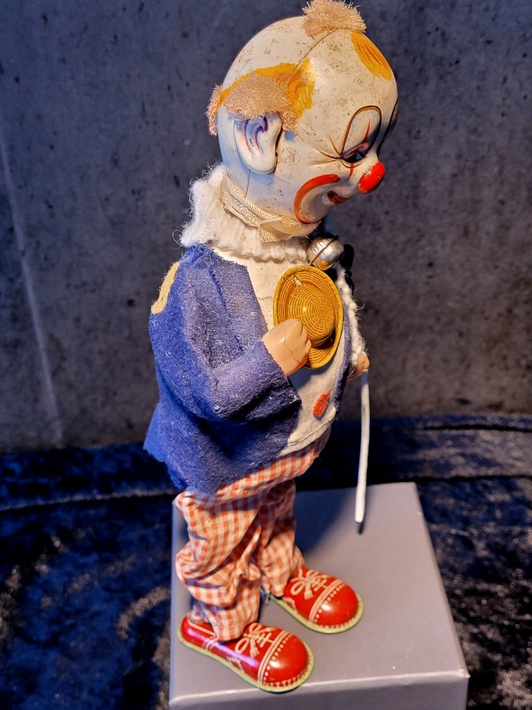 " Clown  " Jouet Automate  Vintage  Mécanique des Années 50 .-photo-4