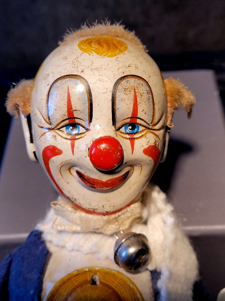" Clown  " Jouet Automate  Vintage  Mécanique des Années 50 .-photo-3
