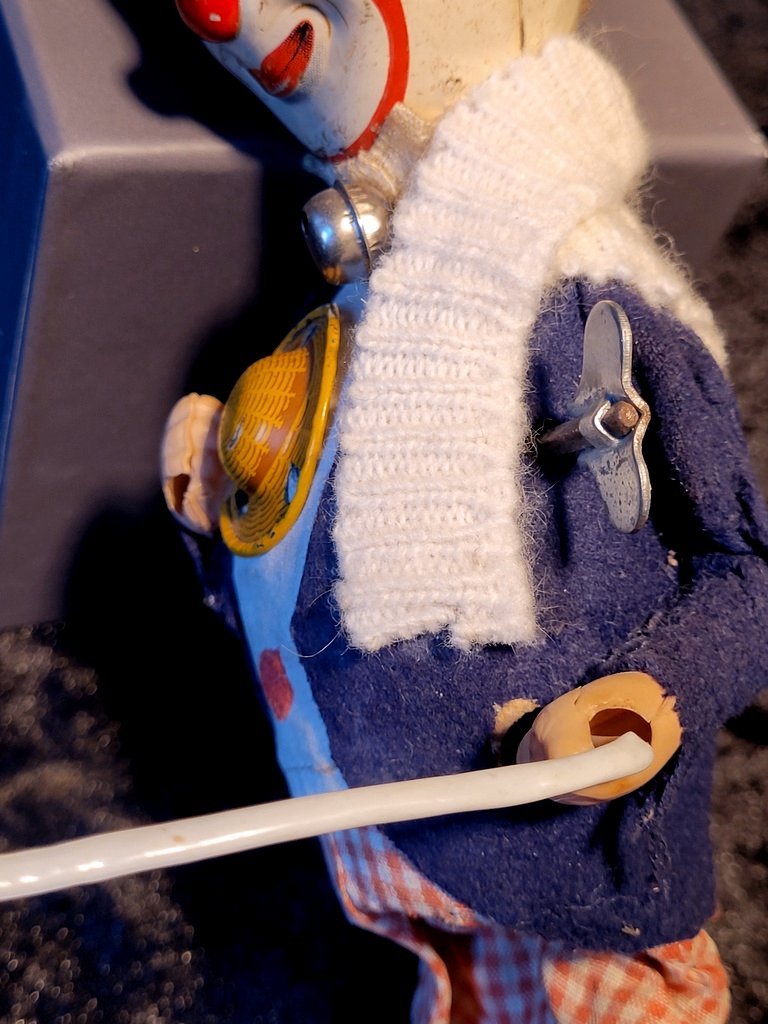 " Clown  " Jouet Automate  Vintage  Mécanique des Années 50 .-photo-4