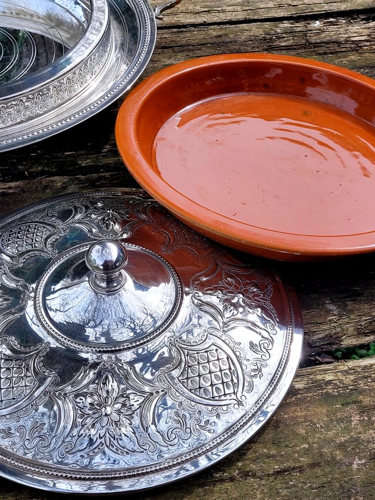 Large Moroccan Silver Tajine Dish-photo-4