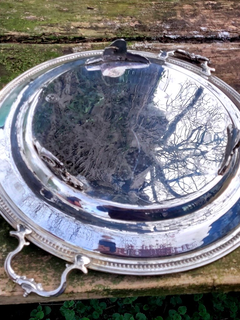 Large Moroccan Silver Tajine Dish-photo-5